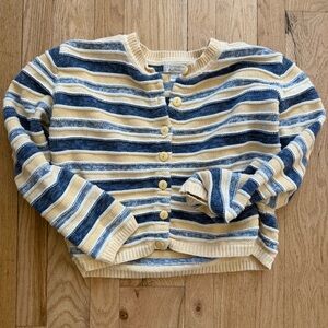 Vintage Christopher & Banks Blue and Cream Striped Cardigan